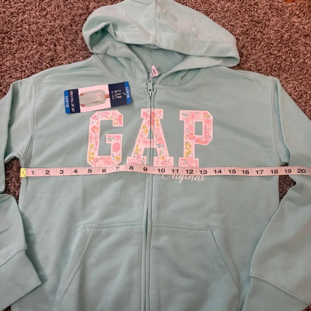 GAP Light Green Hoodie with Floral Logo